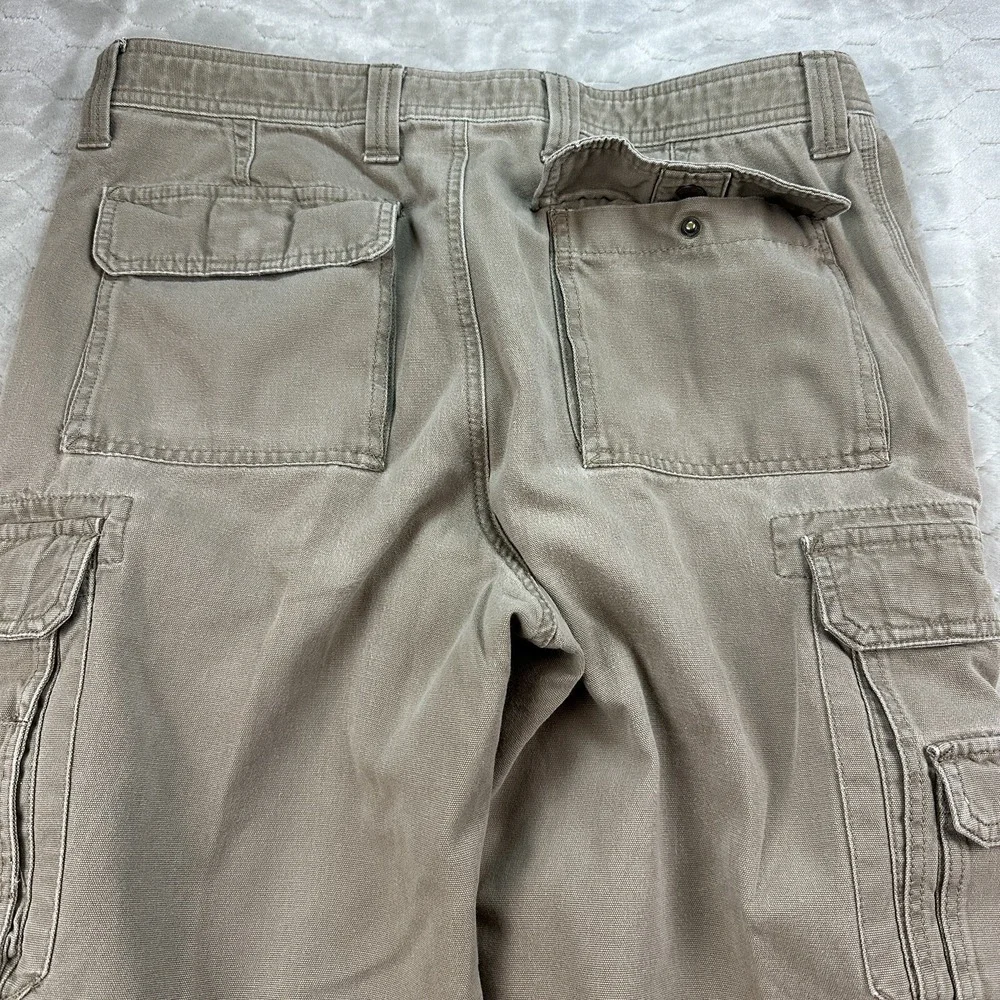 Eddie Bauer Mens Brown 34x28 Cargo Pants Pocket Button Zip Closure Straight Cut